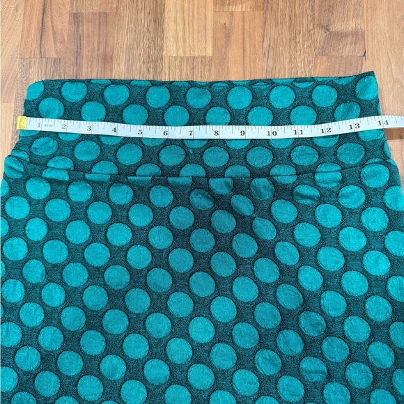 LuLaRoe Teal and Dark Green Polka Dot Pencil Skirt - Picture 2 of 5